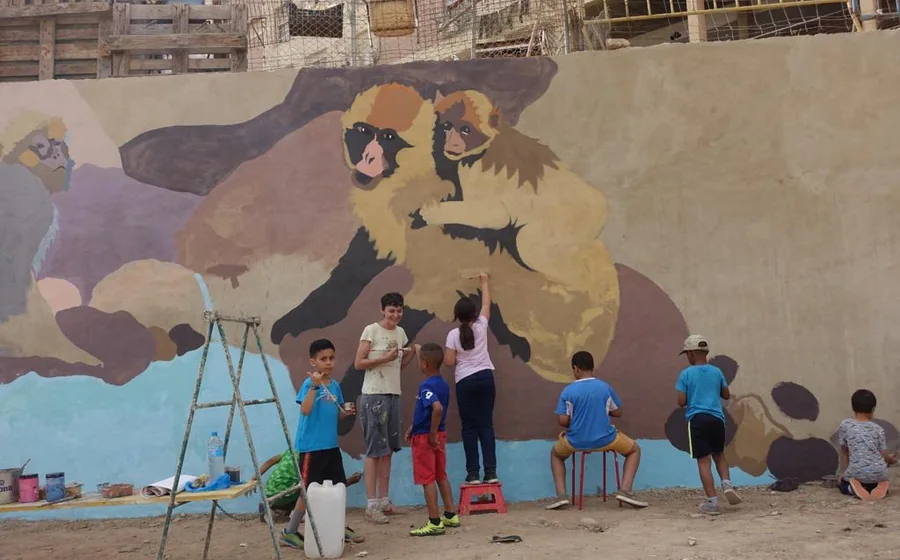 Proceso participativo de pintura mural con infancia en Melilla
