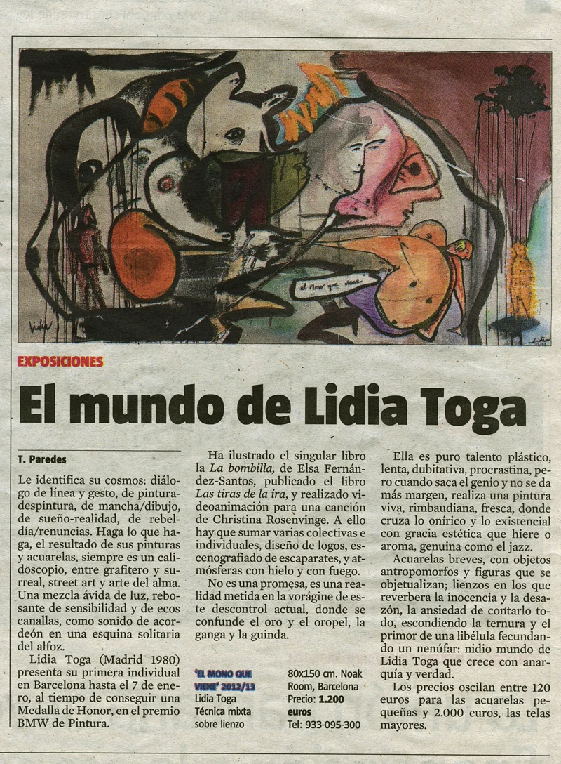 Recorte de La Vanguardia sobre Lidia Toga